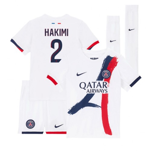 Fotballdrakt Barn Paris Saint-Germain Achraf Hakimi #2 Bortedraktsett 2024-25 Kortermet (+ Korte bukser)